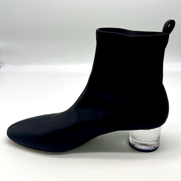 Zara - Black Polyester Sock Ankle Boots With Clear Laminated Heels Size 36 - Picture 14 of 16